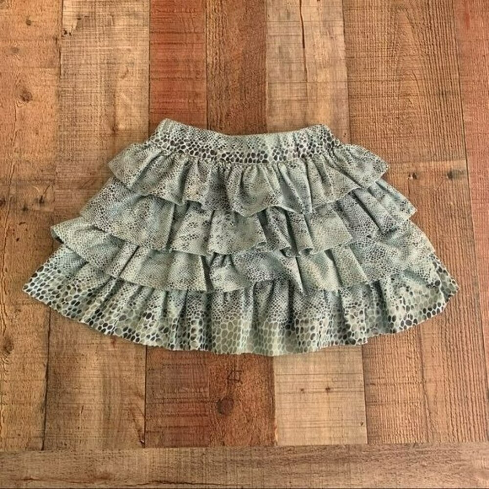 Trish Scully Girls Size 4 Mini Skirt Metallic snake skin print ruffle skirt